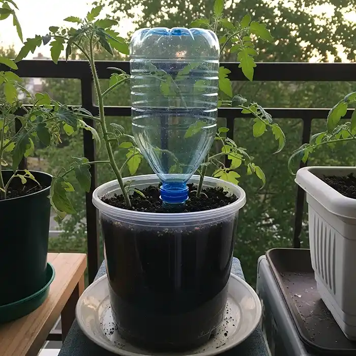 Choosing the Right Containers for Small-Space Gardening 4 DIY self-watering bottle drip system for balcony vegetable garden