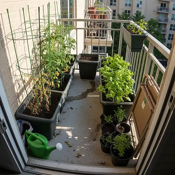 Best Vegetables for Balcony Container Gardening 5 Best Vegetables for Balcony Container Gardening - Complete balcony vegetable garden layout with tomatoes, greens, and herbs