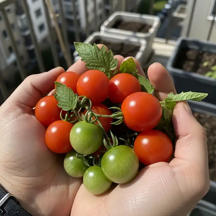 Best Vegetables for Balcony Container Gardening 3 Freshly picked cherry tomatoes from balcony container garden
