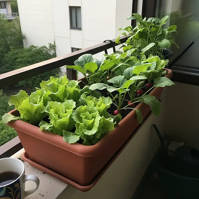 Deep vs Shallow Root Vegetables for Pots 3 Shallow-rooted lettuce and spinach thriving in 8-inch window box container
