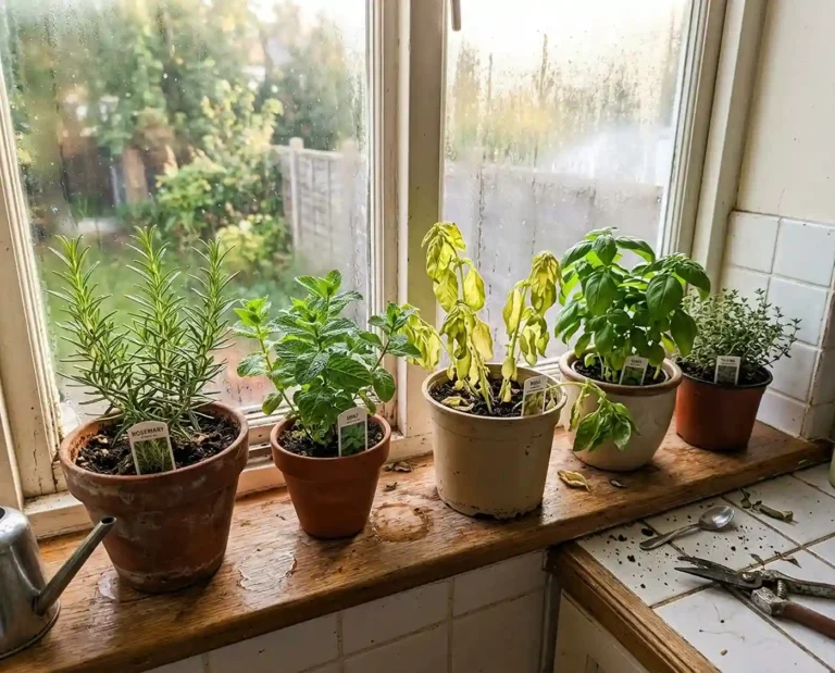 Common problems with indoor herbs on a home kitchen windowsill