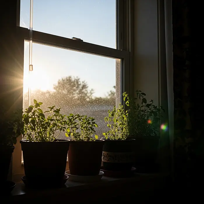 10 Best Herbs for a Sunny Windowsill 2 Direct sunlight through south-facing window ideal for indoor herb gardens