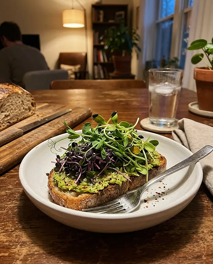 Soil vs Hydroponic Microgreens 5 Homegrown soil and hydroponic microgreens harvested on avocado toast apartment dinner