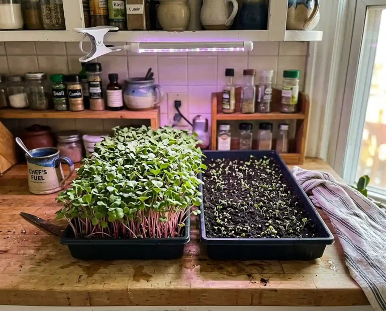 Microgreens complete growing system for small apartments on kitchen counter