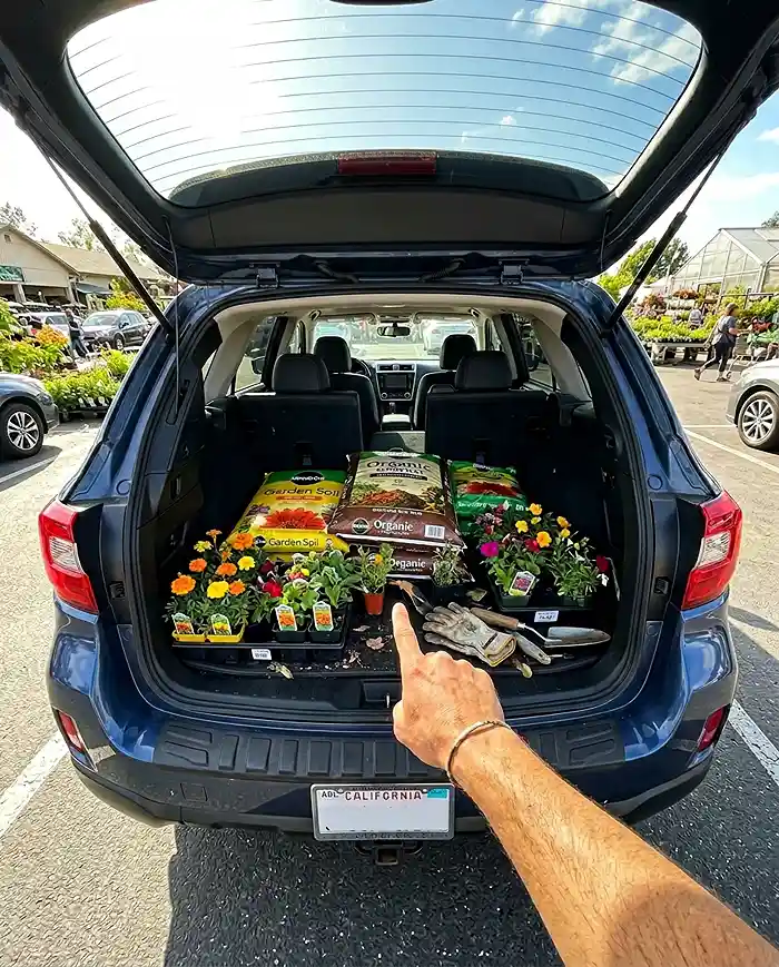 Space Comparison: How Much Room Do You Need? 3 SUV cargo space loaded with gardening supplies showing transport capacity