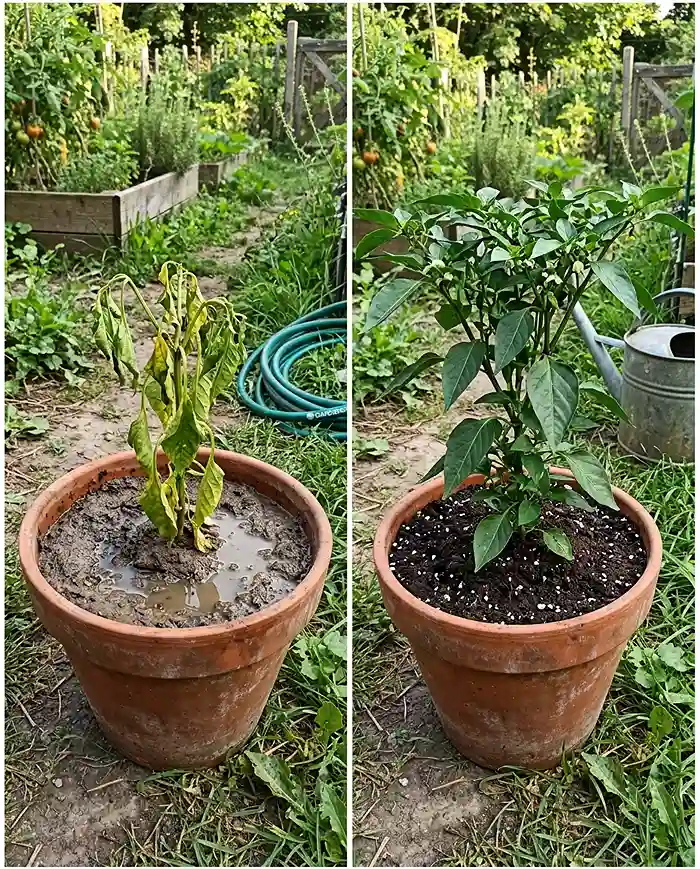 Best DIY Potting Mix Recipe 5 Comparison of compacted potting soil versus healthy DIY container mix