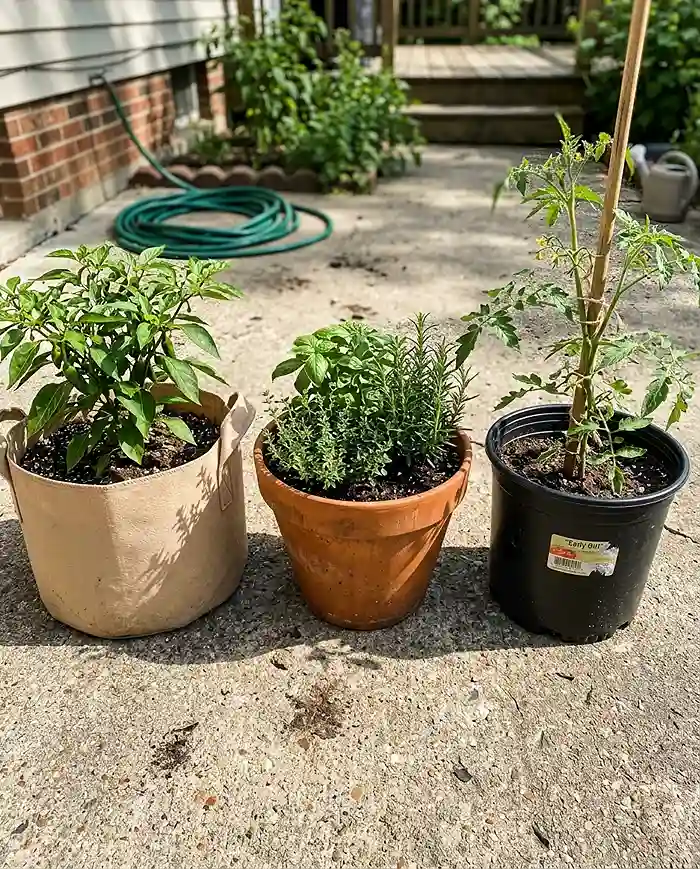 Best Soil and Fertilizer for Container Vegetable Gardens 4 Fabric plastic and terracotta pots compared for container vegetable gardening