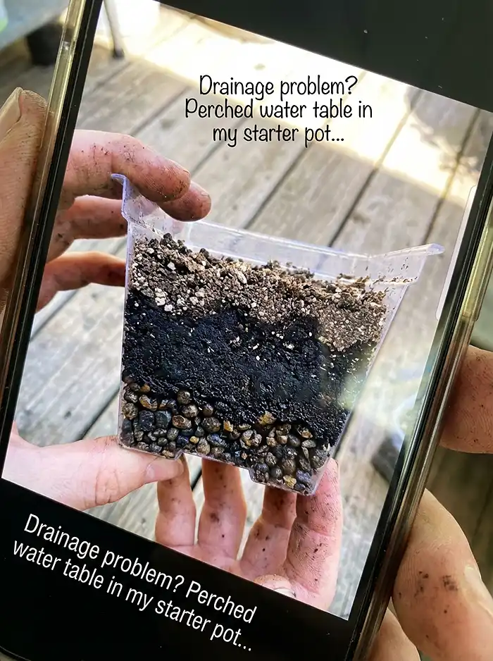 Soil Mistakes in Container Gardening 2 Gravel drainage layer creating perched water table inside container pot