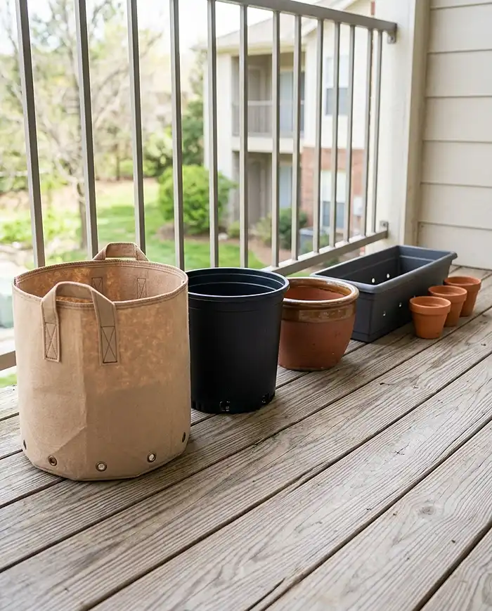8 Container Garden Plan for Balcony 3 A range of container sizes=