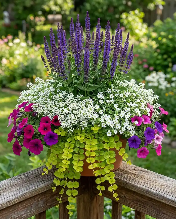 Balcony Railing Planter Ideas 4 Balcony railing planter ideas using thriller, filler, and spiller plants for a full layered display