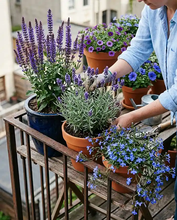 Layering plants by height and color to build a cohesive balcony display