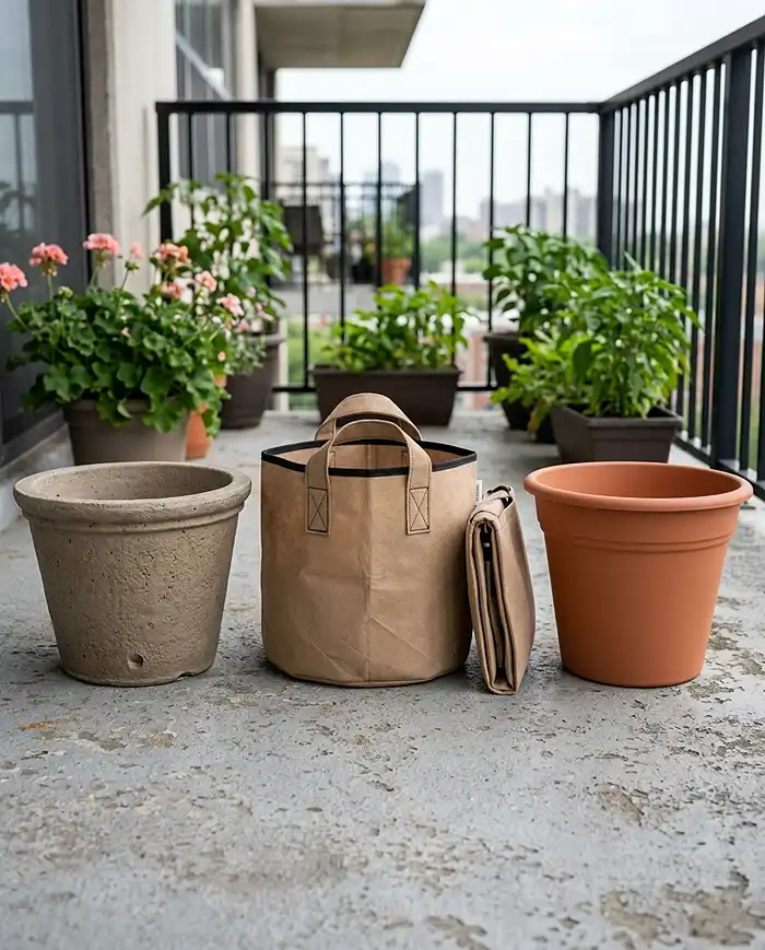 The best lightweight pots for balcony gardens compared fiberstone, fabric, and resin