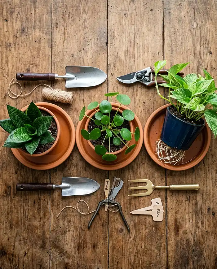 Watering container plants in hot weather using the bottom-watering saucer method
