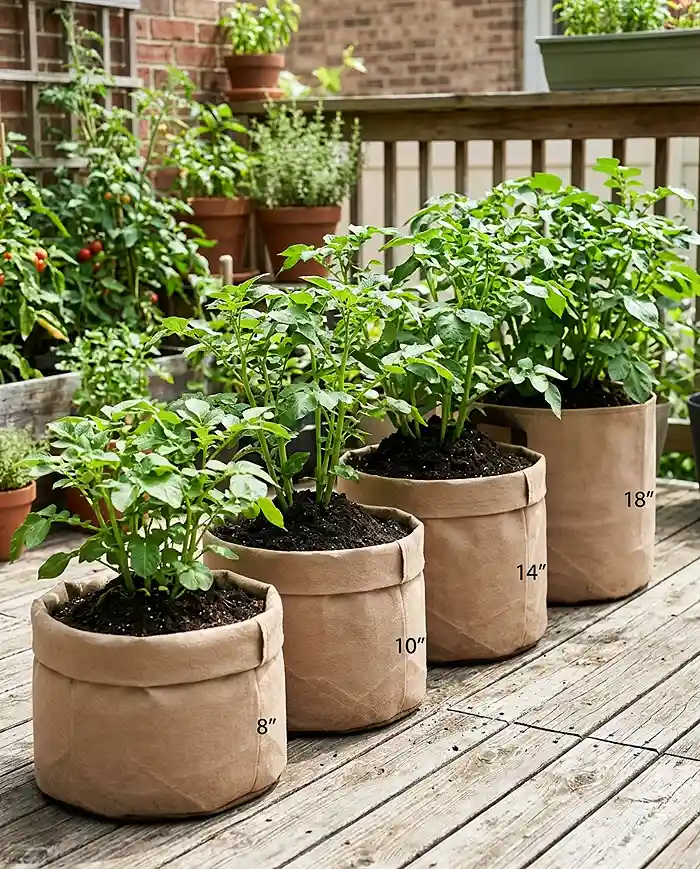 Best Grow Bags for Vegetables in Small Spaces 4 best grow bags for vegetables. Large grow bags of potatoes grown with the hilling method