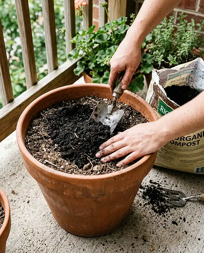 Best dwarf vegetables for pots in late summer 4 Refreshing container soil with compost before a late-season planting