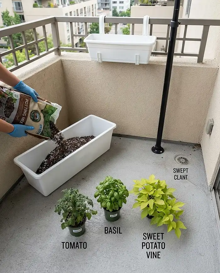Designing a Small Garden 4 Installing vertical frames, staging empty troughs, and filling with lightweight mix in order, following the layout execution steps