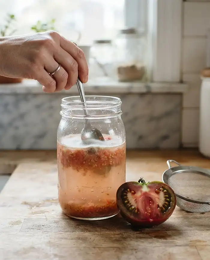 How to Save Vegetable Seeds From Container Plants 3 fermentation method to save vegetable seeds from ripe tomatoes