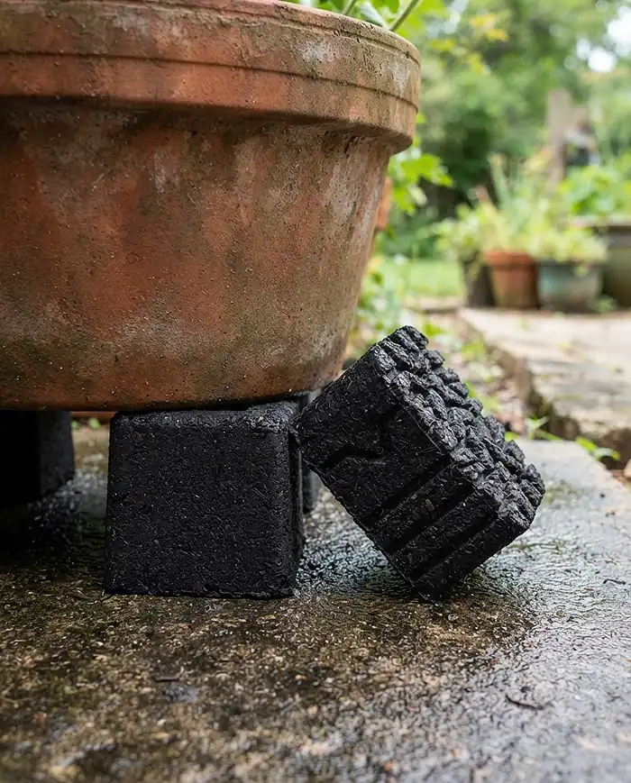 heavy-duty rubber blocks as the best pot feet for drainage in winter