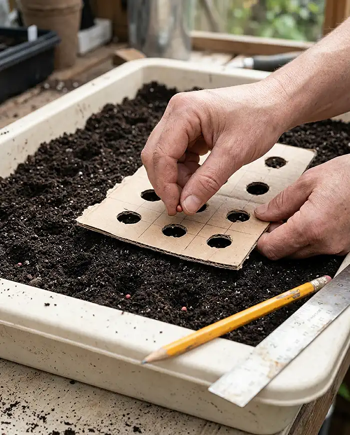 precision spacing for growing radishes in trays at 2 inches apart