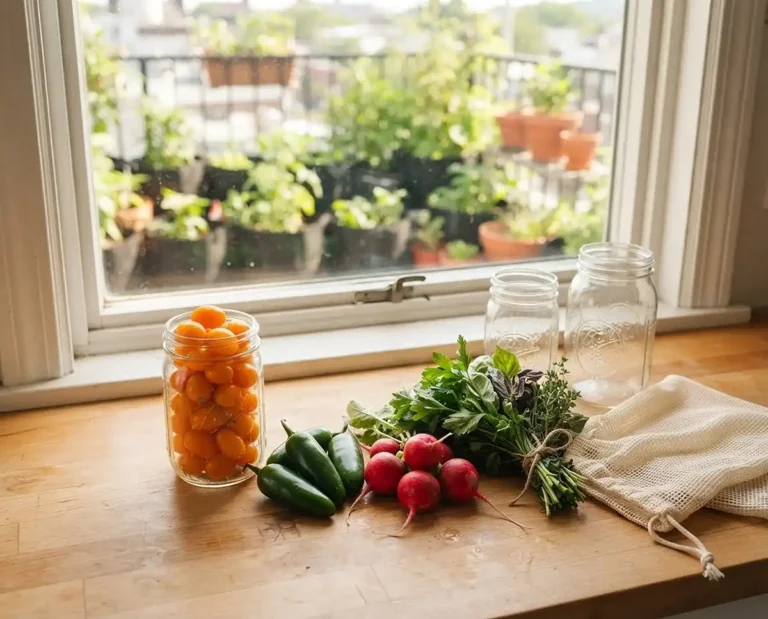 preserving small harvests from a container garden on a kitchen counter