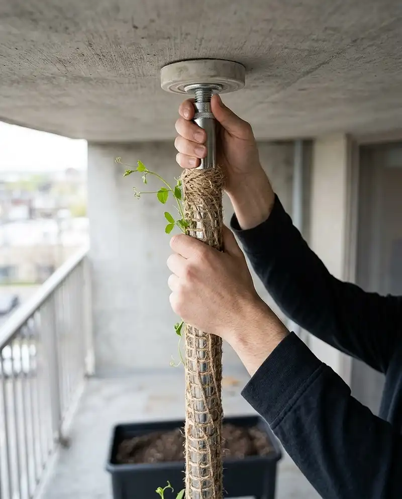 Vertical Balcony Garden Ideas 3 setting up drill-free tension poles for vertical balcony garden ideas with climbing vines