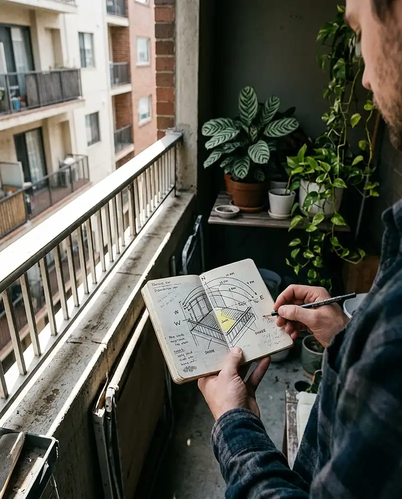 Vertical Balcony Garden Ideas 2 tracking sun exposure and shade pockets on a balcony before choosing jungle plants